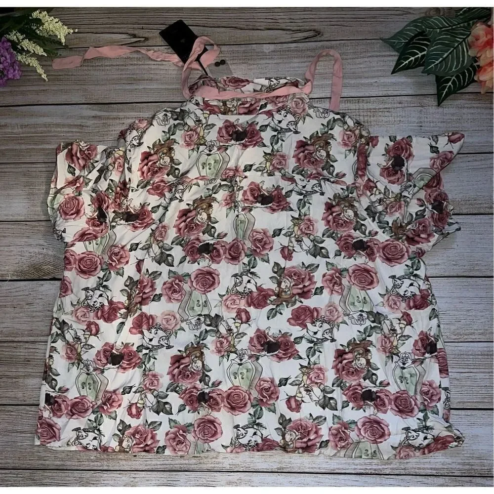 Disney Beauty & The Beast Rose Woven Button-Up Plus Size 4 - Picture 3 of 9